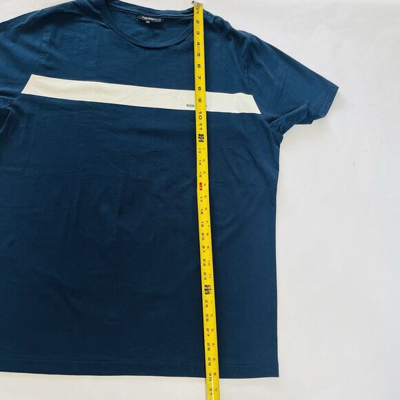 RON DORFF Paris Mens XXL Navy‎ Blue White Stripe 100% Cotton T-Shirt Designer - Picture 9 of 13